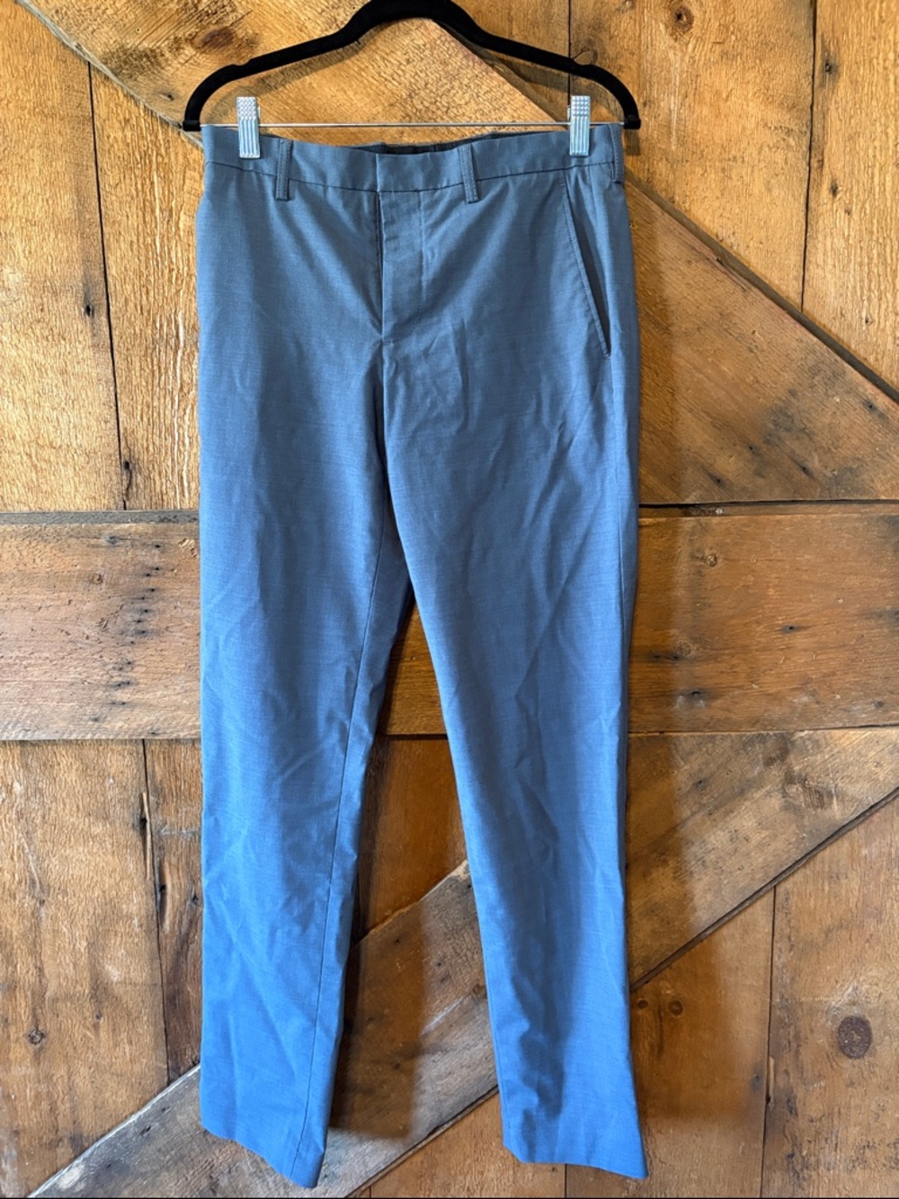 J. Crew Thompson Slate Blue Men Tapered Dress Pants 29x32 Slim Flat‎ Front